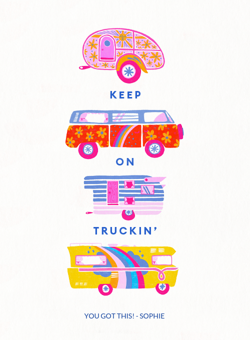 Bright Retro Cars Truckin'