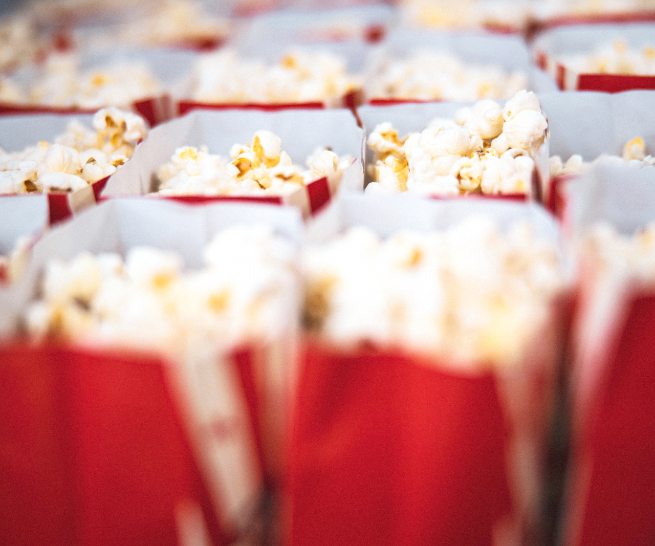 Bags of movie theater popcorn.