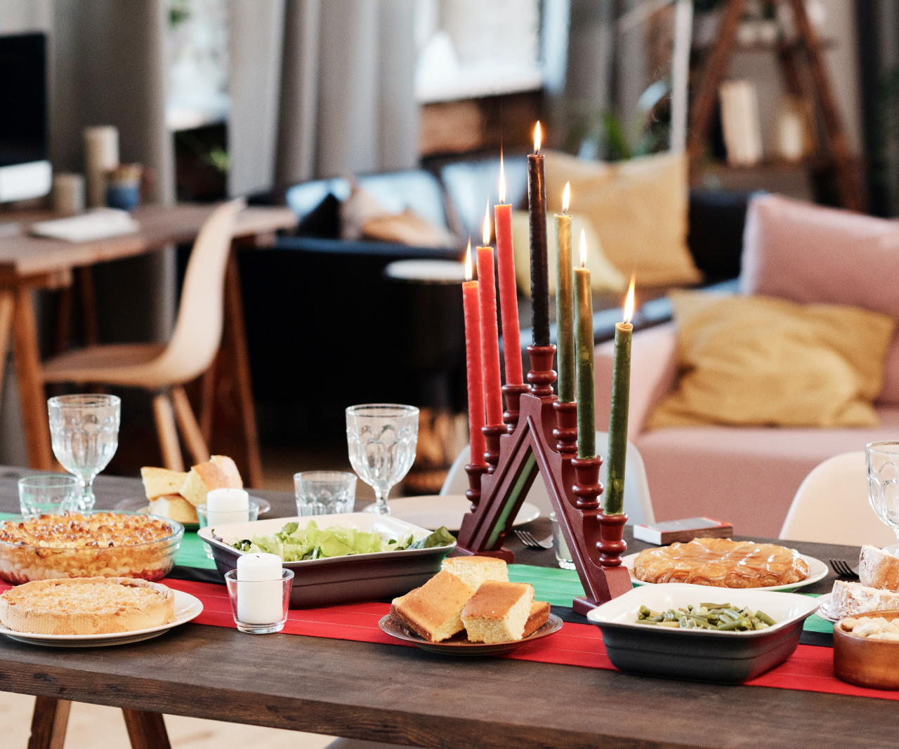 Table set for a Kwanzaa celebration.