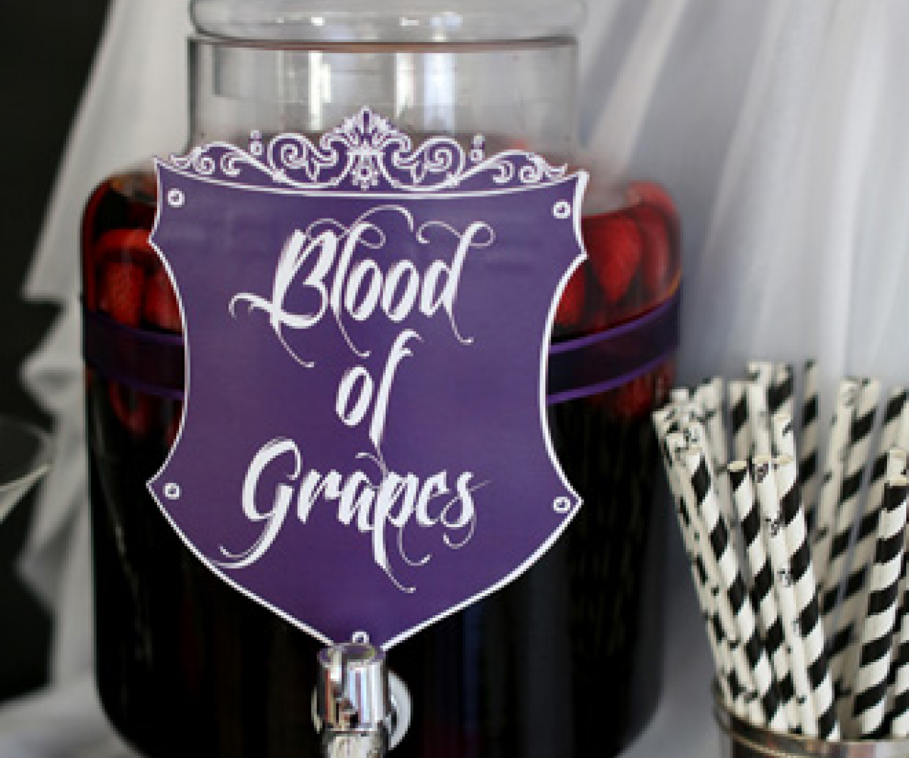 Blood of Grapes sangria in a dispenser.