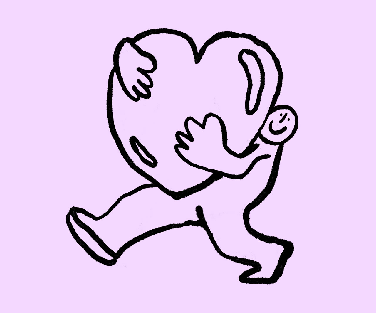 Illustration of person carrying a large heart.