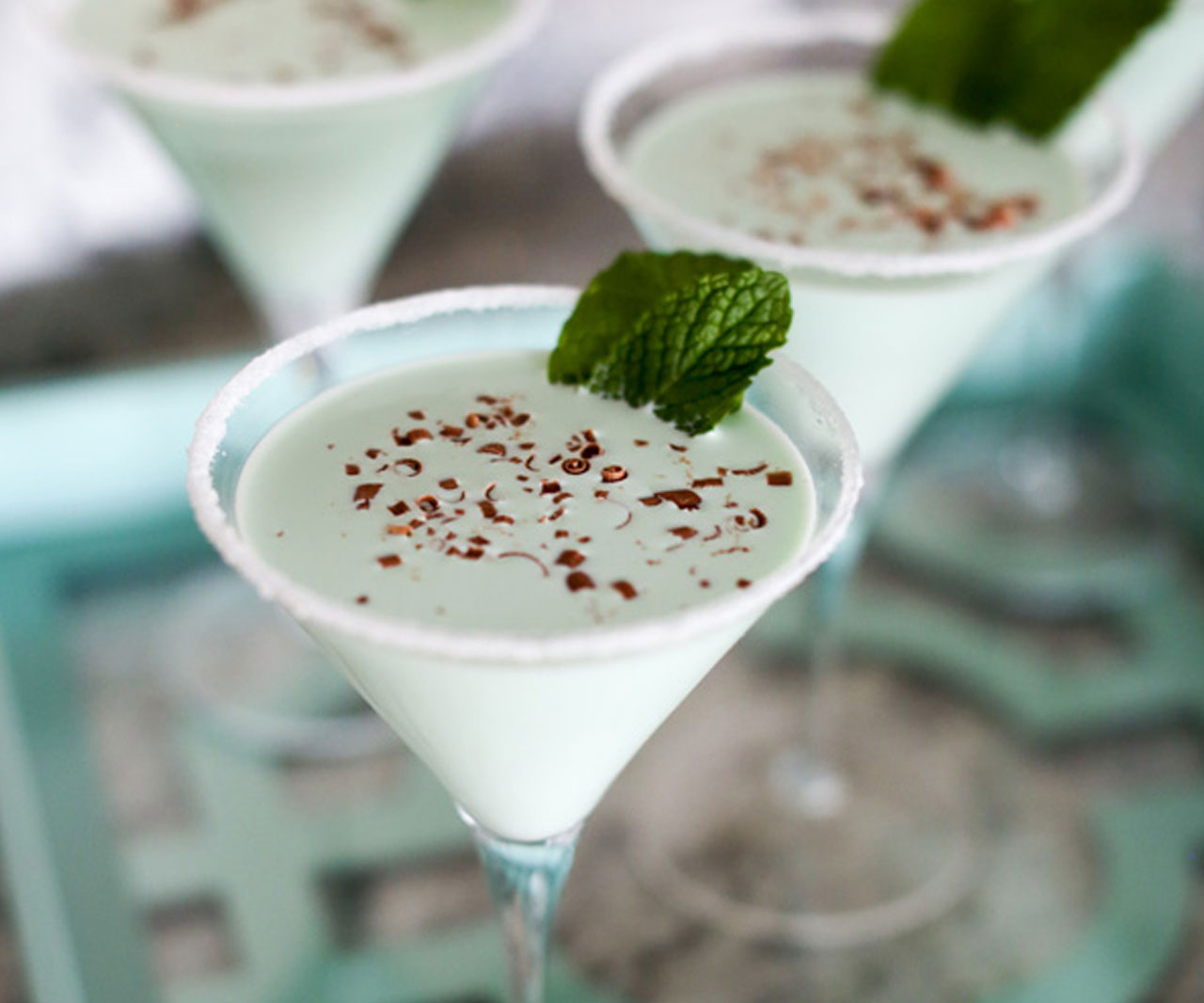 Chocolate mint martinis.