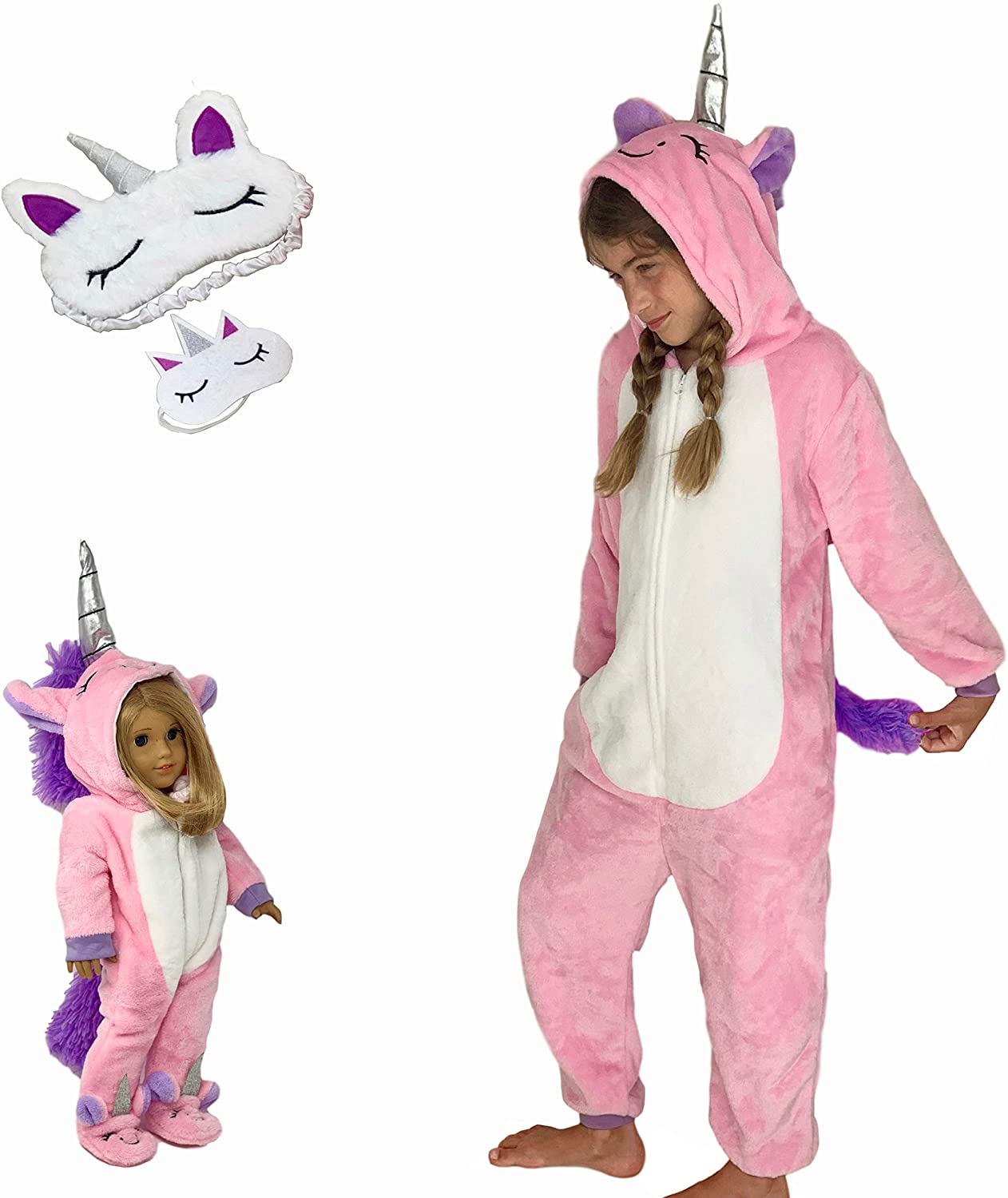 Unicorn Matching Onesie Pajamas and Sleepmasks 