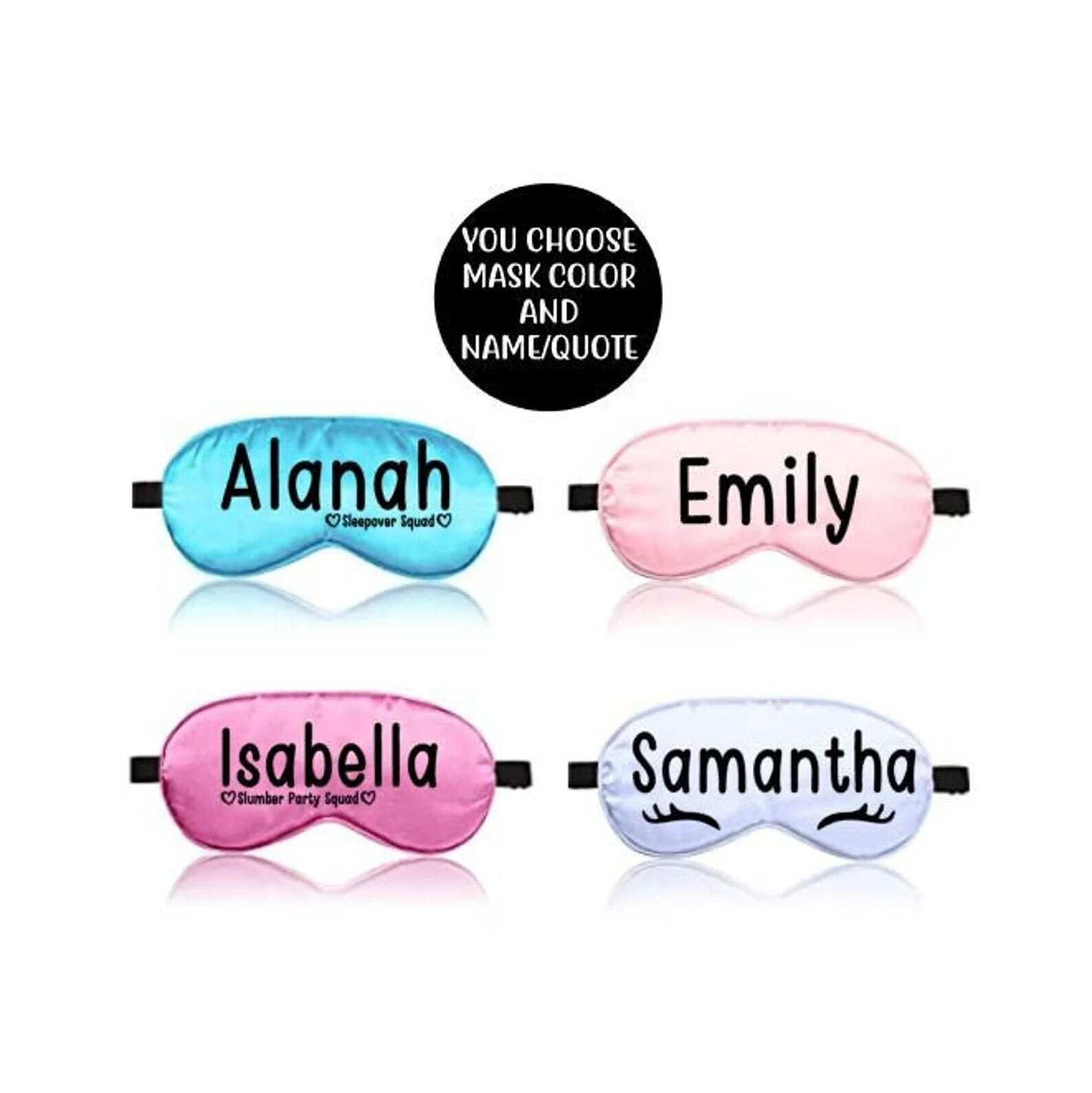 Personalized eye masks for sleeping.