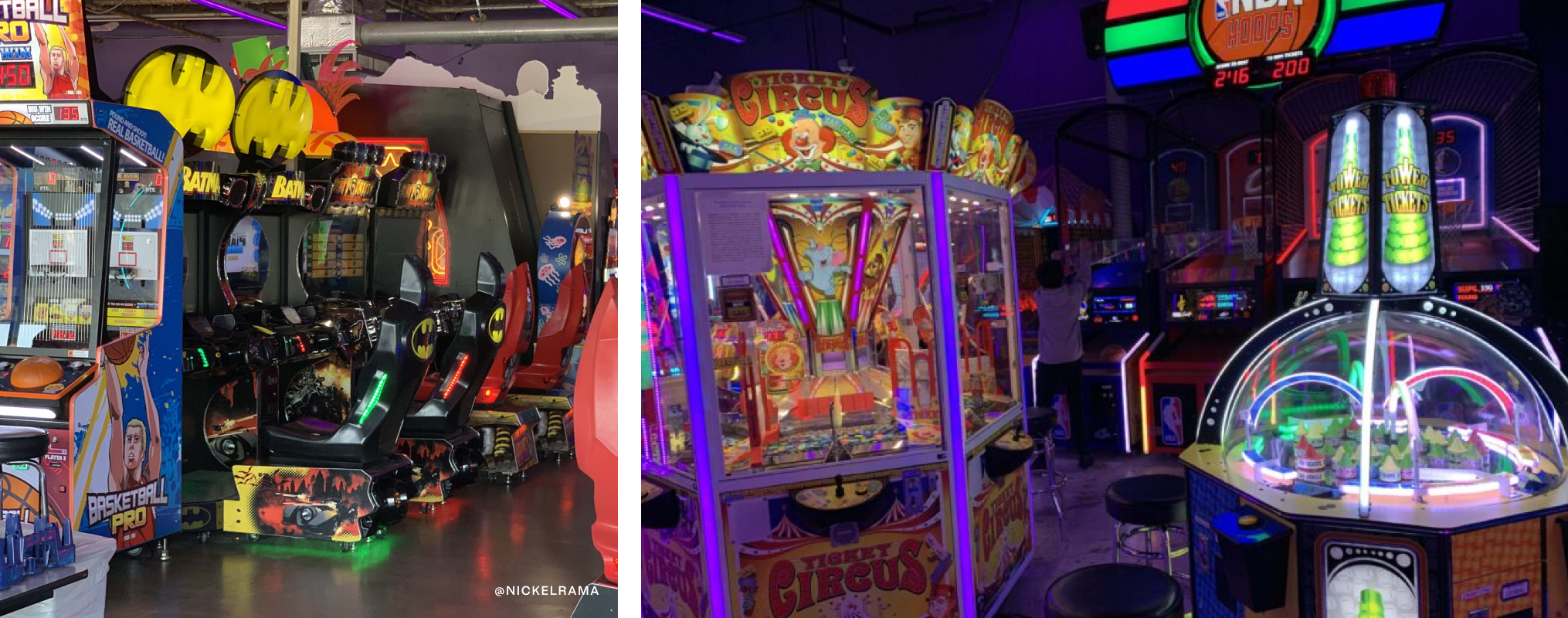 Images of an arcade.