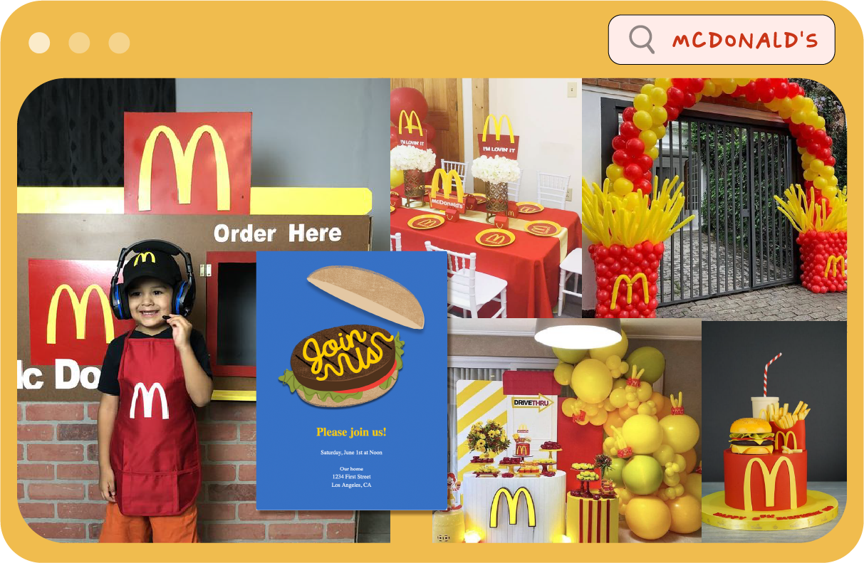 A collage of McDonald's-themed birthdays.