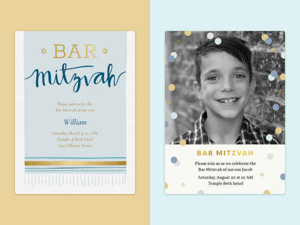 Two bar mitzvah invitations.