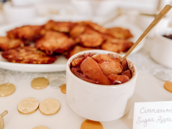 A close-up of fried apples.