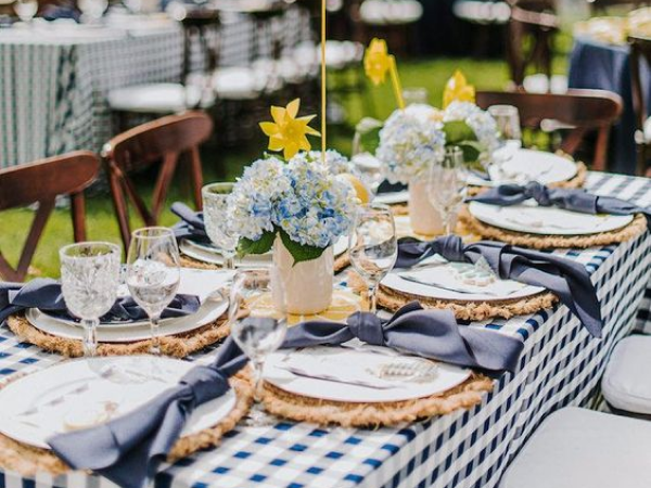 Tablescape in someone's backyard.